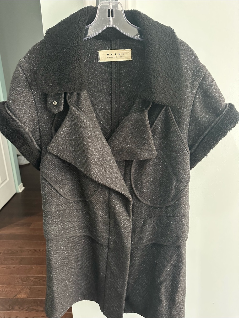 MARNI Winter Edition 2010 Wool Lamb Leather Oversized Long Vest Coat - Picture 5 of 11